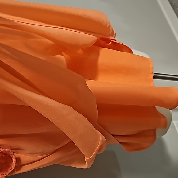 Torrid Tangerine Chiffon look /stretch Lace trim Plus Size 1X Lightweight VGUC * - Picture 4 of 15
